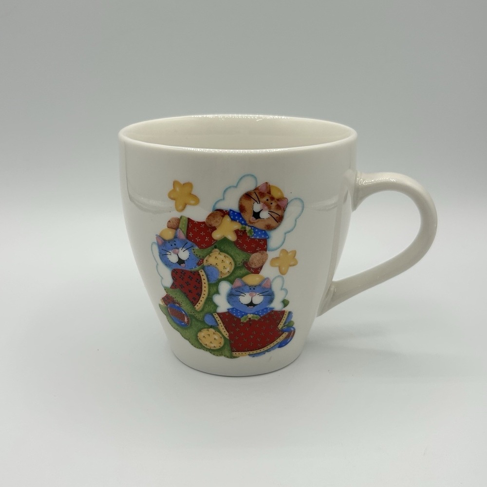 Royal‎ Norfolk Holiday Cats Christmas Mug Angel Kitty Coffee Cup 4"